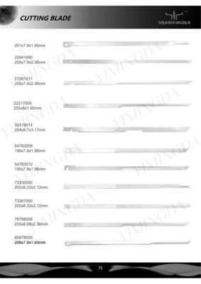 Auto Cutter Blade Knife Part No 22217005 in Hard Metal Gt7250 Machine Size 255*8*1.96mm for Mechanical Process